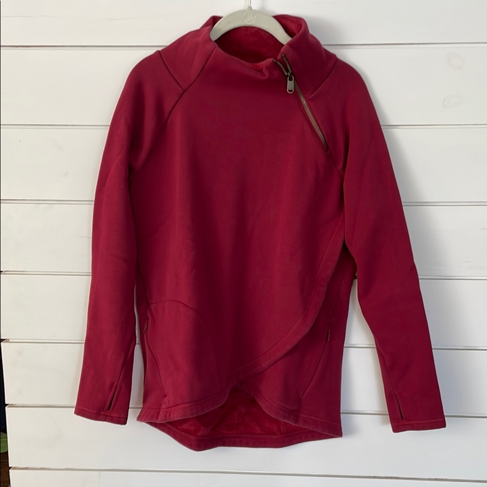 Athleta Red Asymmetrical Zip Pullover